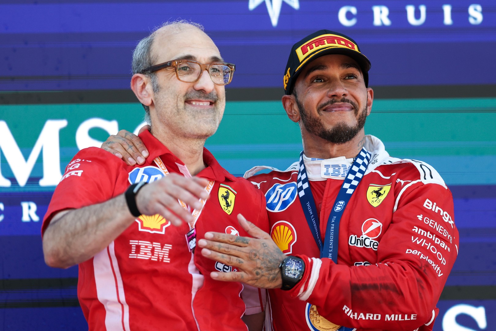 Carlo Santi & Lewis Hamilton - Catalogne - Ferrari