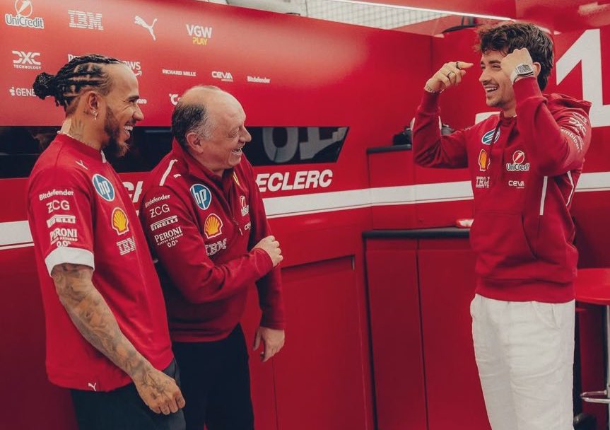 Charles Leclerc, Lewis Hamilton et Fred Vasseur - Ferrari
